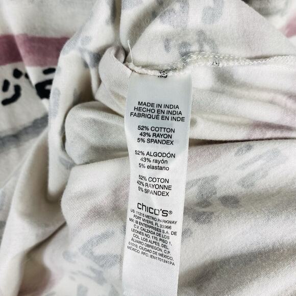 Chico's Size Medium 8 1 Weekends Animal Print Watercolor Long Sleeve Tee Top - Picture 4 of 5